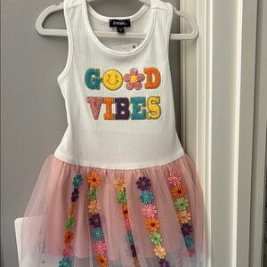 Zunie White and Pink Good Vibes Dress